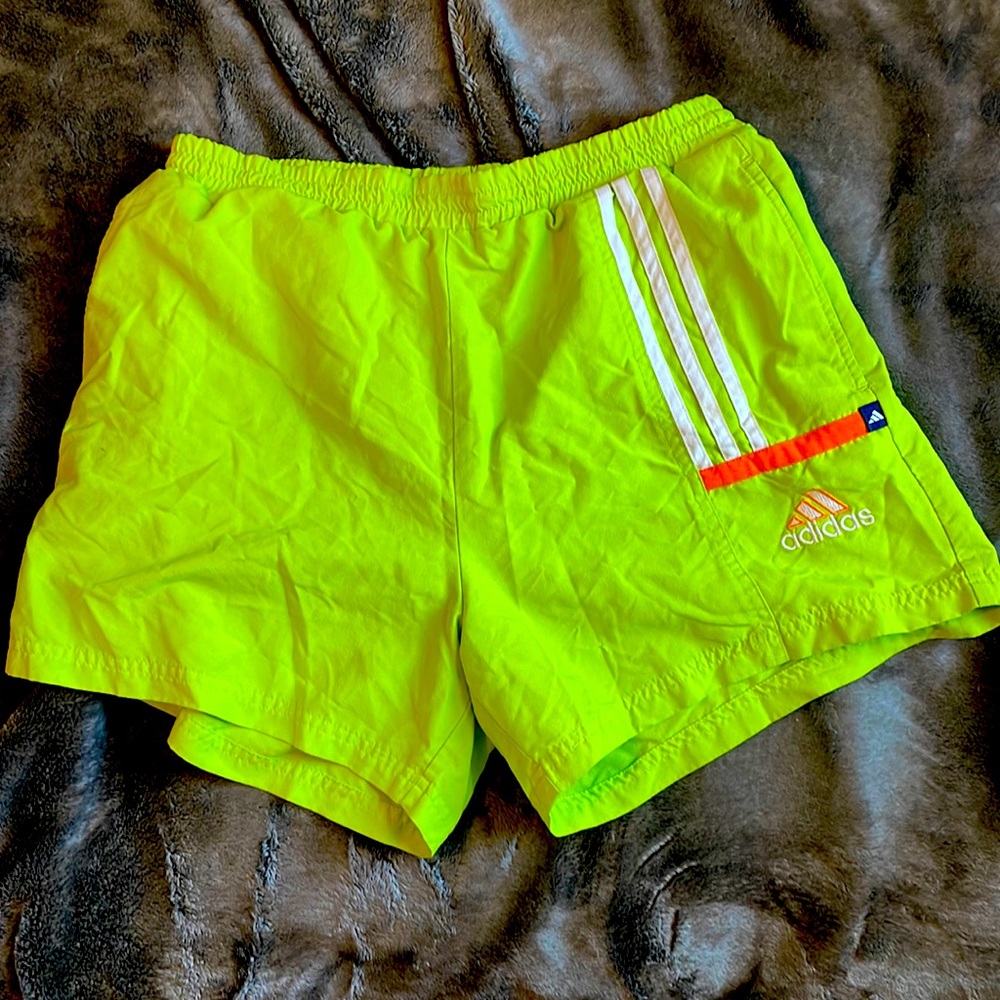 VINTAGE adidas green neon shorts